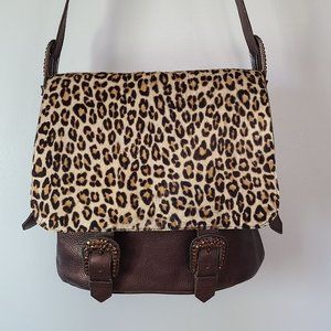 Michael Morrison MX Jeweled Leather Crossbody Bag Leopard Print